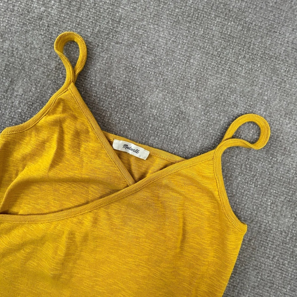 Madewell Camisole Top‎ Womens Yellow Tight Knitted Spaghetti Strap Wrap Front